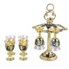 6Pcs Chinese Chalice Retro Style Zinc Alloy Glass Embossed Flower