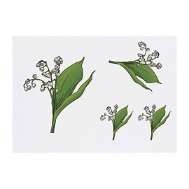 4 x 'Lily of the Valley' Temporary Tattoos - Water Resistant, Skin-Safe, Non-Toxic Transfers, Mixed Sizes (TO00058482)