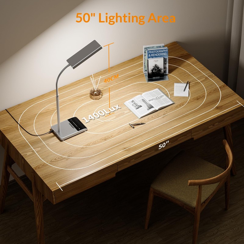 LEPOWER Desk Lamp, 800LM LED for Home Office, 12W Reading