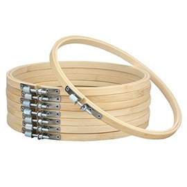 Bamboo Round Embroidery Hoop - Umoonfine 8 Pieces 10 Inches Embroidery Hoops Adjustable Bamboo Circle Cross Stitch Hoop for Creating Embroidery Pieces,Ornament Crafts