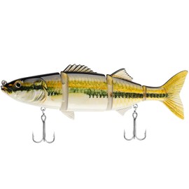 Fishing Gear, Fishing Lures for Freshwater or Saltwater, Bass Fishing Bait with Multi-Jointed Metal, Sharp Fishing Gear Realistic Contours, Easy to Use for Family Fishing Beginner and Pros (Yellow)