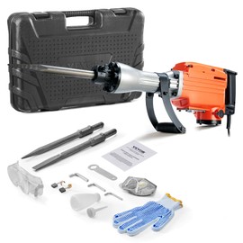 VEVOR Demolition Jack Hammer, MAX 2200W Electric Jackhammer Heavy Duty, 1350 BPM Concrete Breaker 2pcs Chisels Bit Chipping W/Case