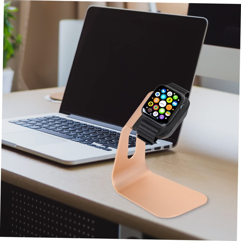 jojofuny 2pcs Aluminium Alloy Watch Charging Stand Holder Gold Convenient