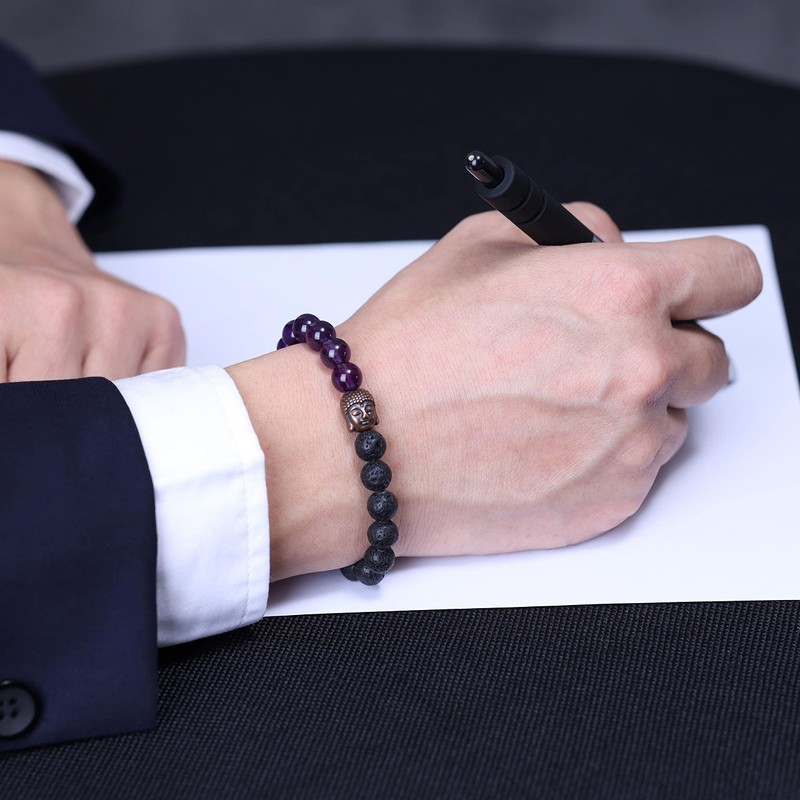 coai Lava Lucky Bracelet with Buddha Head, lava stone amethyst,