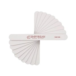 Empyrean Premium Nail Files | Made in USA | Coarse 100/180 Medium | Disinfectable Washable Reuseable | White Cushion File (10 Pack)