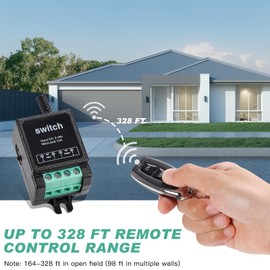 CYFIE Dual Remote Wireless Switch for DC 5-48V – 10A Relay with Wall-Mount Panel & Keychain Controller, 328ft RF Range for Car, RV, Boat, Solar Lights – Elder-Friendly Design