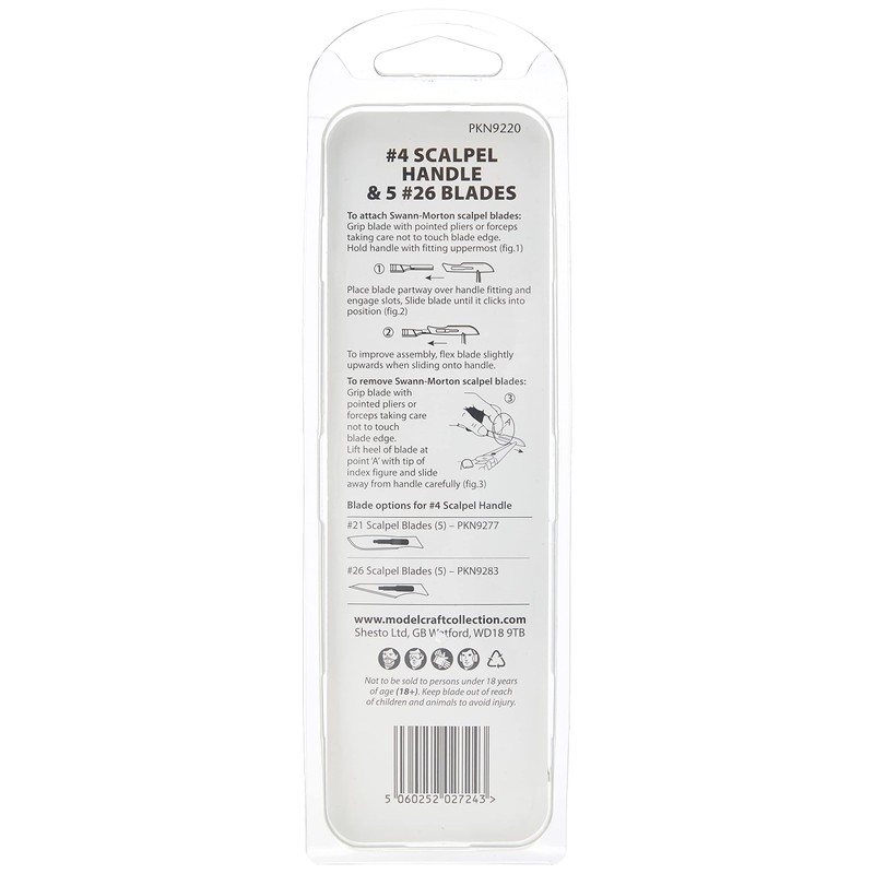 Modelcraft PKN9220#4 Scalpel Handle & 5#26 Blades - Silver (6-Piece)