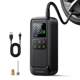 Lamicall Car Tyre Inflator Air Compressor - [5x Faster Inflation] Portable Air Pump with Digital Pressure Gauge & LED Light, 150PSI Electric Tyre Pump with Auto Shutoff for Car, Motorcycle, Bike, Ball