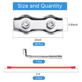 Milkary M5 Poly Rope Connectors, 30 Pcs Poly Rope Fence with Sleeve Tool for Electric Fences Wires, Electric Fence Rope Connection