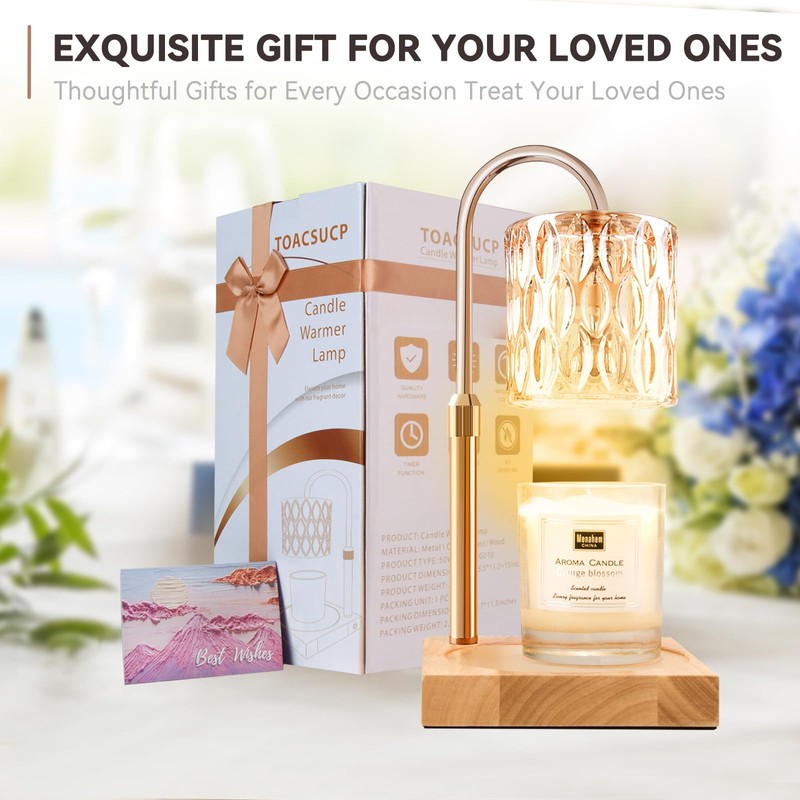 TOACSUCP Candle Warmer Lamp with 3 Bulbs, Adjustable Height Dimmable