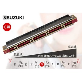 SUZUKI -24H C 24 Hole Duplicate Harmonica, Premium Suzuki Duplicate Harmonica (G Tone)