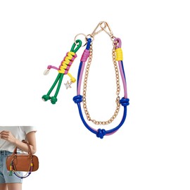 HDKXBEJ Cute Colourful Bow Bag Charms PU Leather Keychain Hand-Woven DIY Handbag Charms for Purses Chain Accessories Car (C)