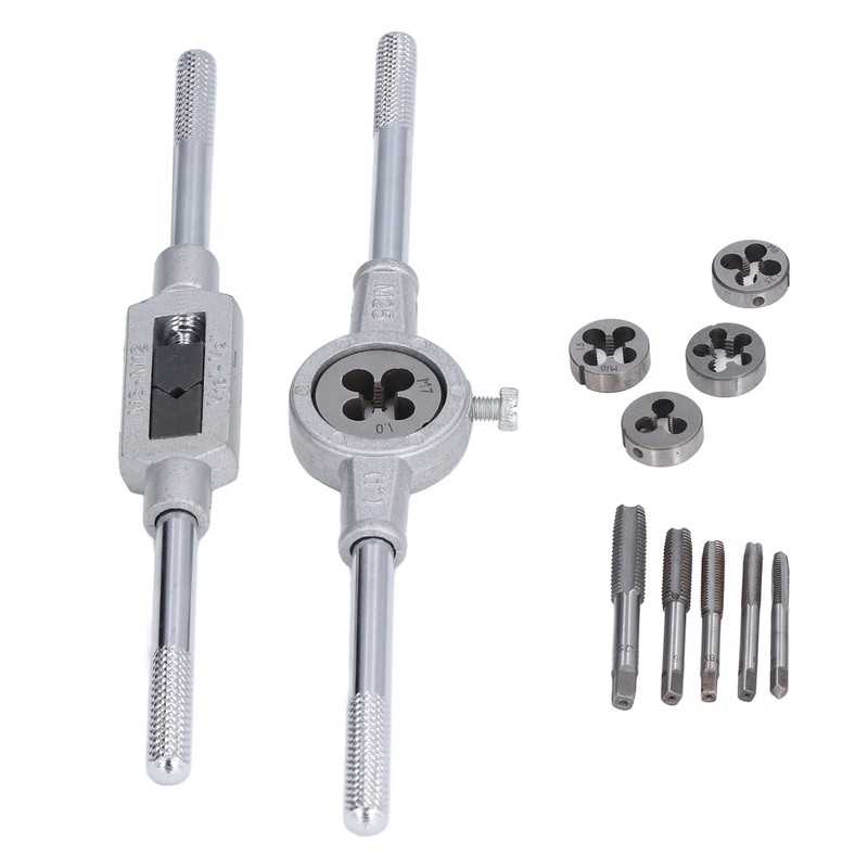 12Pcs Drill Tap Die Wrench Manual Thread Tapping Tool Set