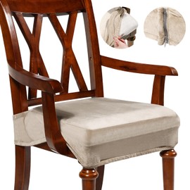 Havawish Large Dining Room Chair Seat Covers with Armrest Dining Chair Slip Covers Protectors(1 Pcs,Taupe)