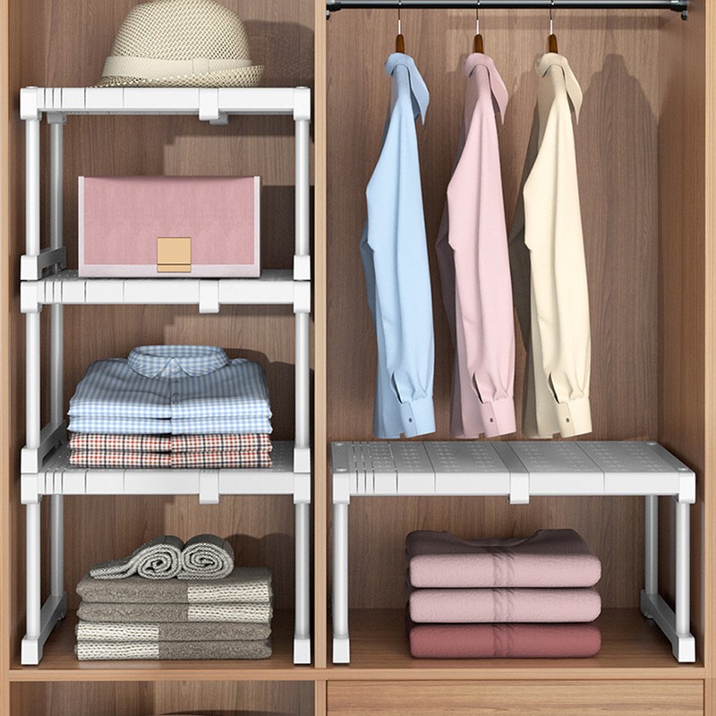 Expandable Closet Shelf Organizer Adjustable Space Saving Wardrobe Sink Tension
