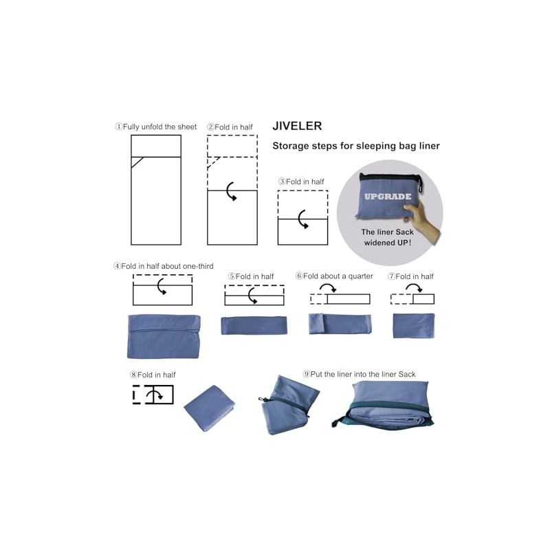 JIVELER Ultralight Sleeping Bag Liner for Camping and Travel