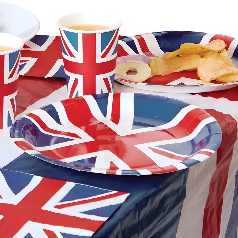 Smiffys Union Jack Round Paper Plates 22.5cm – 8 Pack