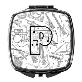 Caroline's Treasures P Musical Note Letters Compact Travel Mirrors, Multicolor