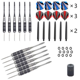 WINSDART ADKX - Juego de 12 Dardos de Punta de acero con Barril de Hierro Antideslizante, Ejes y vuelos de Aluminio + sacapuntas de Dardos + una Caja de Regalo (Darts-B, Dardos-B)