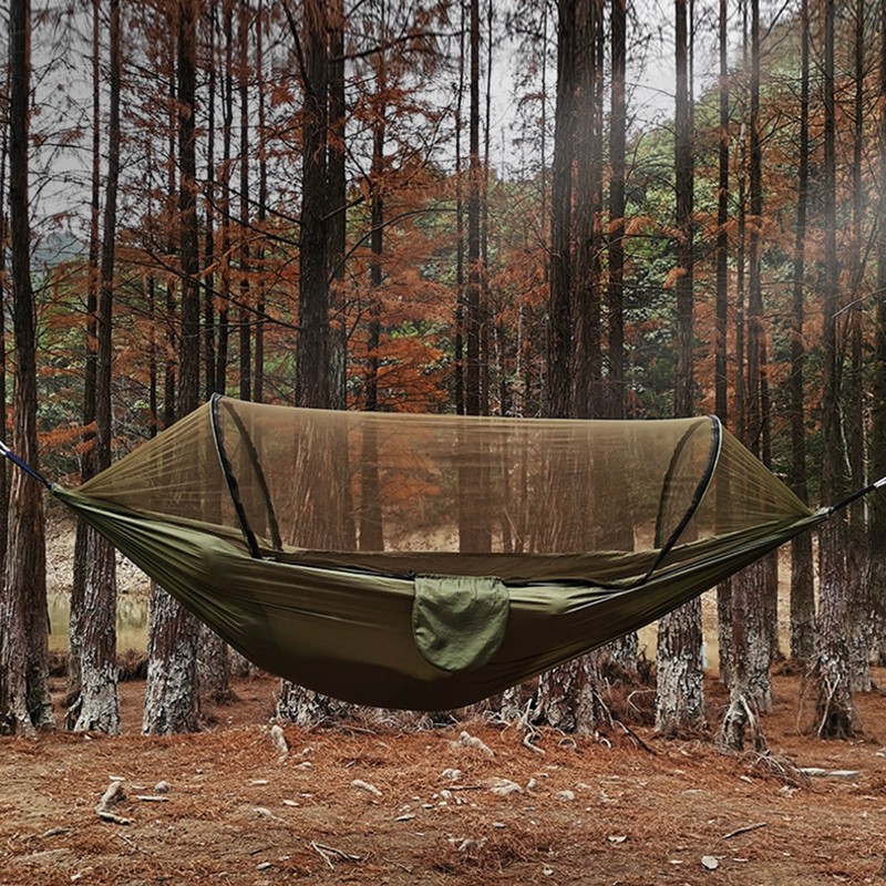 Camping Hammock with Net 210T Nylon Taffeta Automatic Quick Opening