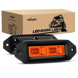 Nilight 2 PCS 40W Flush Mount Amber LED Pods Flood Beam Work Offroad Fog Reverse Light Backup Driving Lights for Bumper Truck ATV UTV SUV Boat