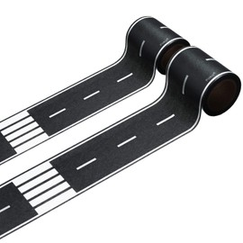 Piokio 2 Rolls of Black Road Track Tape, Race Cars Decorations for Kids Birthday Party, 33" x 2.4" Each Roll