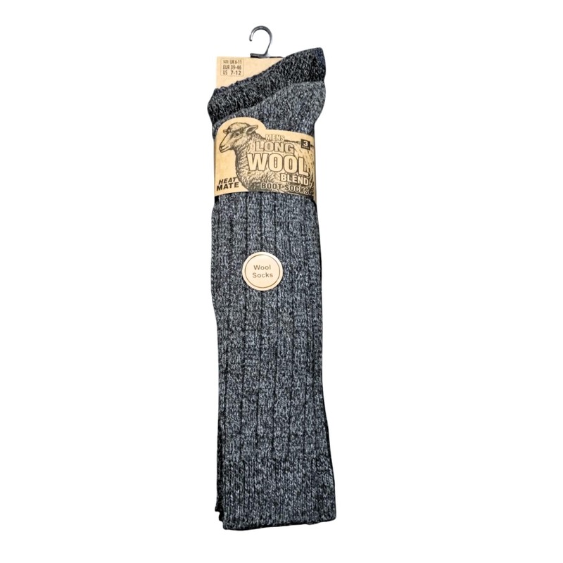 Men's Long Wool Blend Heavy Boot Socks -Warm, Durable &