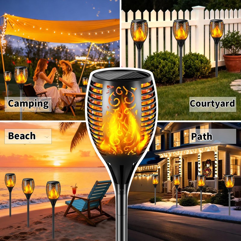 Solar Lights Outdoor 99 LED Higher & Larger Flickering Flame