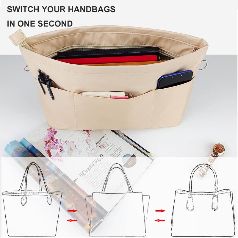 Time Wing Purse Organizer Insert Tote Handbag Organizer Pocketbook Divider