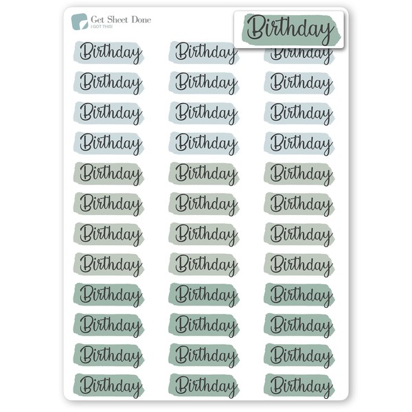 Birthday Planner Stickers / 36 Vinyl Stickers (approx 1”) /