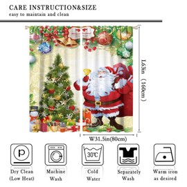 XBDDZSW Christmas Curtains Christmas Trees Merry Christmas Modern and Cute Santa Claus Patterns Printed Curtains Bedroom Living Room Christmas Decoration Curtains W63 * L63 Inches