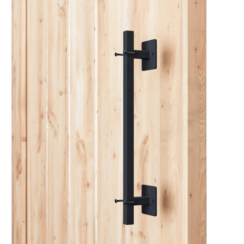 SMARTSTANDARD 12” Antique Rustic Handmade Barn Door Handle, Black Flush
