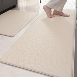 Color&Geometry Kitchen Rug Set 2 Piece Kitchen Runner Rug Kitchen Floor Mat, Cushioned Anti Fatigue Kitchen Mat Non Skid Waterproof Comfort Standing Kitchen Rug, 17"x29"+17"x59", Beige
