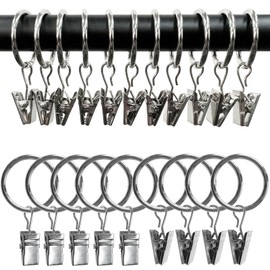 AMZSEVEN - Paquete de 100 anillos de cortina con clips, clips para cortinas con anillos, anillos para cortinas de 1.25 pulgadas de diámetro interior, se adapta a barras de cortina de hasta 1 pulgada,