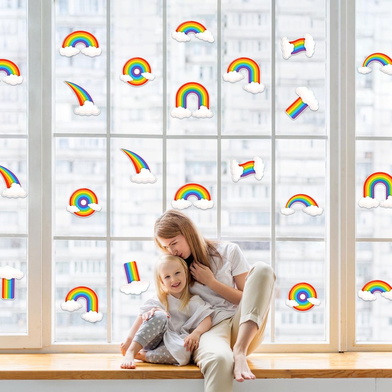 Wonmon 45 PCS Rainbow Cutouts for Bulletin Board Decoration, Cute