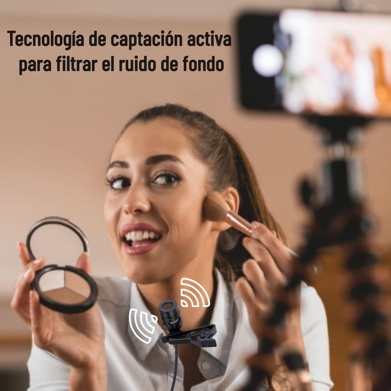 Micrófono de Solapa Lavalier Hakeeta Omnidireccional, Kit de Micrófono con