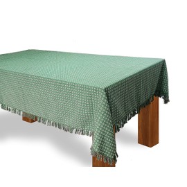 The Season Thread Table Cloth, Bottle Green Woven Fringed, 100% Cotton Table Cover, Size 60x120 Inch, Suitable for formal dining, everyday meals and casual occasions.