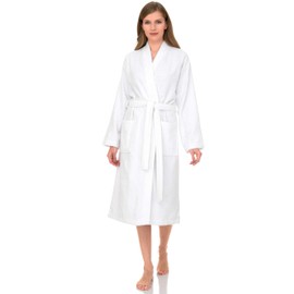 TowelSelections Womens Robe, Cotton Terry Cloth Robes for Women, Soft Kimono Bathrobe for Women Medium/Large White