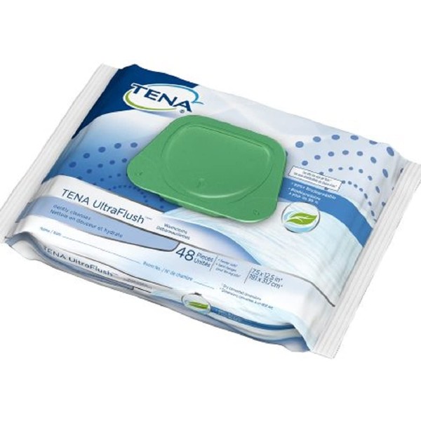 Tena Ultra Flush Personal Wipe Soft Pack Aloe/Vitamin E/Chamomile Scented, 65726 - Pack of 48