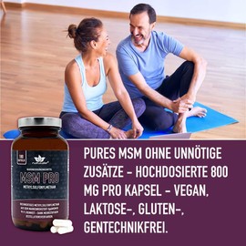 naturalie® MSM PRO - 1.6 g pure methylsulfonylmethane per daily dose - 99.9% purity thanks to OptiMSM™ multiple distillation - no unnecessary additives - 180 capsules in BPA-free brown glass
