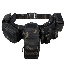 BOMTURN Tactical Battle Belt Military Molle War Duty Belt Law Enforcement for Police Army 7 in 1 Set