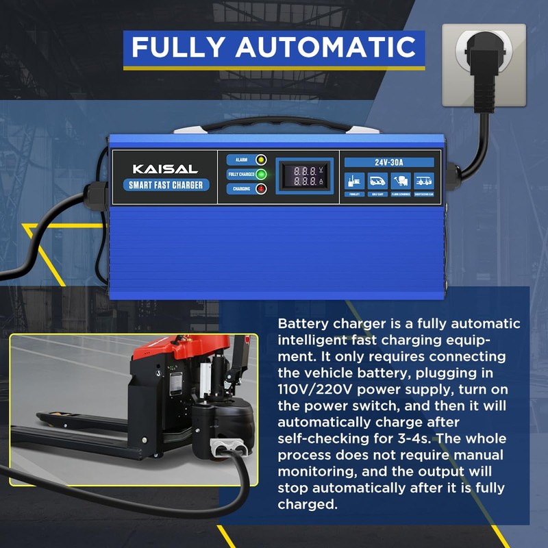Forklift Battery Charger 24V 30A Smart 24 Volt Charger 900W