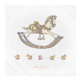 Atelier Choux Atelier Shoe Swaddle Gauze Blanket Organic Cotton Newborn CARRE Organic Cotton Blanket Rocking Horse