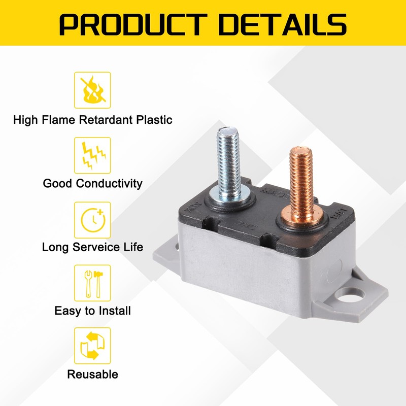 DMiotech 2 Set 12-24V 35A Circuit Breaker,Auto Resettable Stud Type