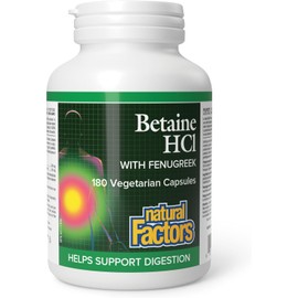 Natural Factors Betaine HCL 500 mg, 180 Veg Caps