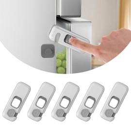 Cerradura para Refrigerador, Cierres de Seguridad para Niños,con Adhesivo 3M, Candado para Refrigerador, Cerradura de Puerta de Refrigerador, Apta para Gabinetes, Refrigeradores, Hornos (gris corto1)