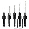 5-pc Countersink Drill Bit Set, 3in1 Woodworking Counterbore Hole Drill