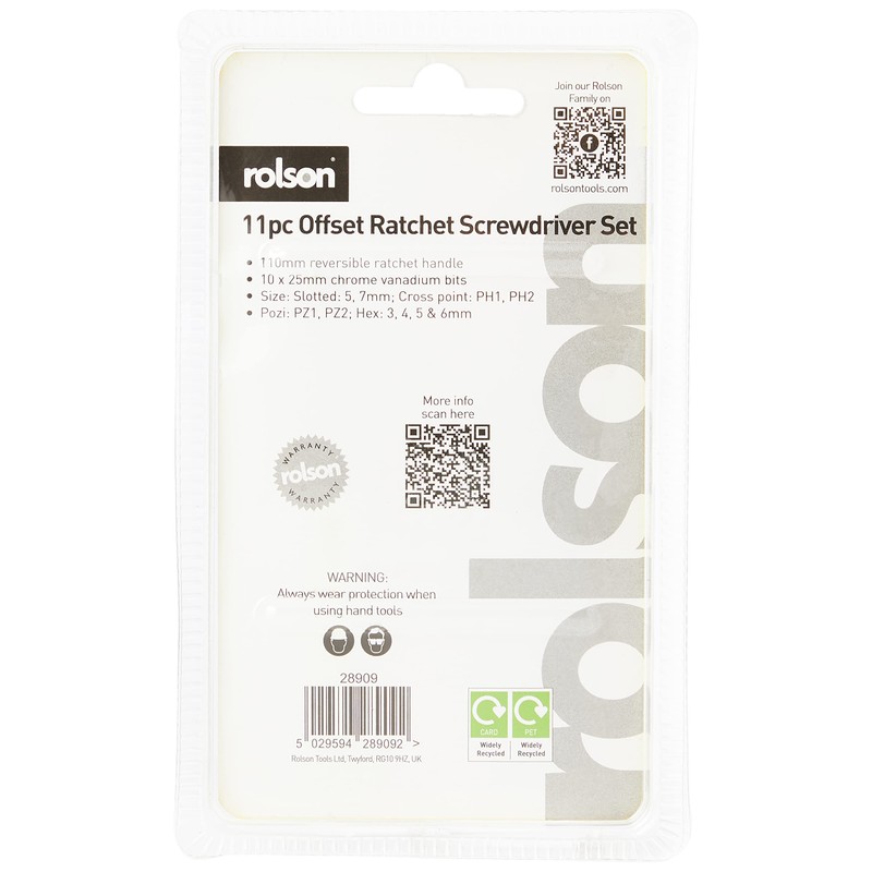 Rolson 28909 11 pc Offset Ratchet Screwdriver Set