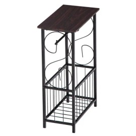 Multifunctional Dark Brown (37 X 20 X 55)cm Bathroom Table with Tissue Magazine Rack Interior Side Table Shelvesdefault: default title