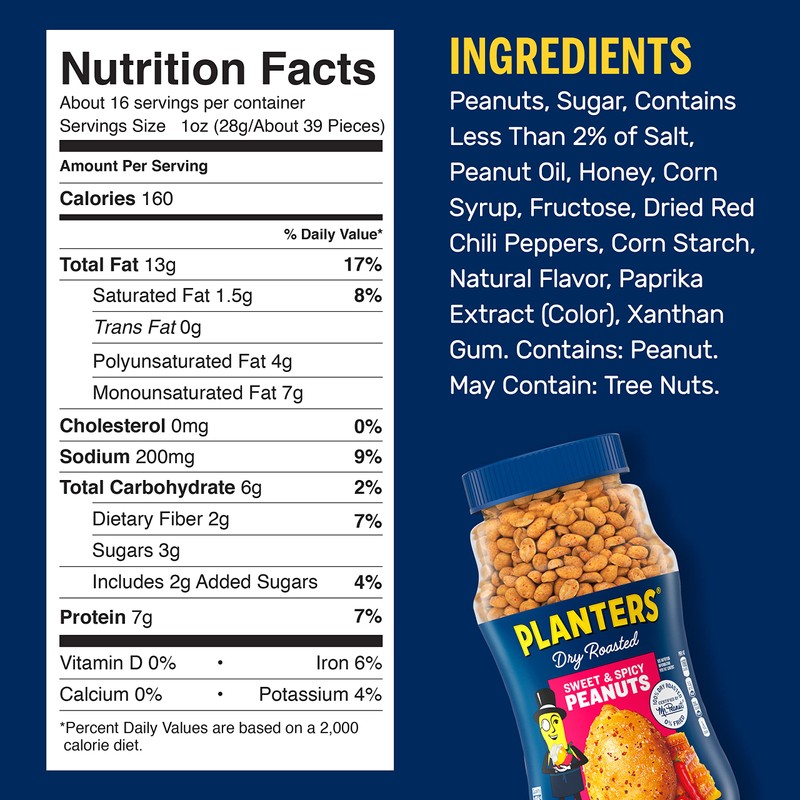 Planters Sweet and Spicy Dry Roasted Peanuts, 16 oz.